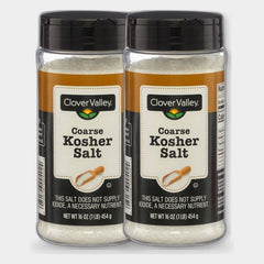 2 Containers Clover Valley Coarse Kosher Salt, 16 oz