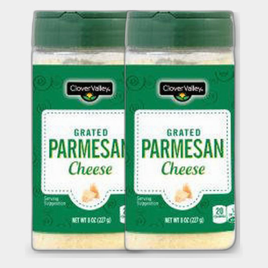 2 Containers Clover Valley Grated Parmesan Cheese, 8 oz