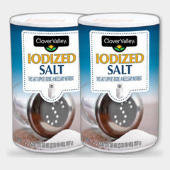2 Containers Clover Valley Iodized Salt, 26 oz