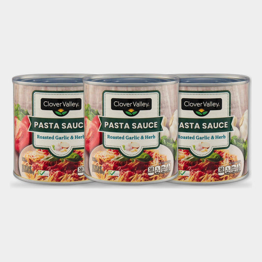 3 Jars Clover Valley Flavored Pasta Sauce, Roasted Garlic Herb, 24 oz