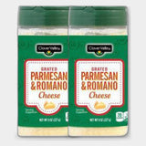 2 Containers Clover Valley Parmesan & Romano Grated Cheese, 8 oz