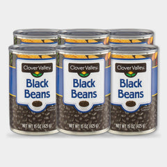 6 Cans Clover Valley Black Beans, 15 oz