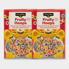 2 Boxes Clover Valley Fruity Hoops Sweetened Multi-Grain Cereal, 12 oz