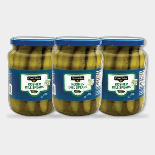 3 Jars Clover Valley Kosher Dill Pickle Spears, 24 oz