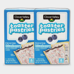 2 Boxes Clover Valley Toaster Pastries, Frosted Blueberry, 6 ct
