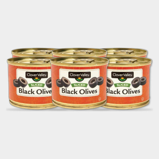 6 Cans Clover Valley Sliced Black Olives, 2.25 oz