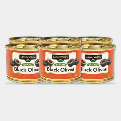 6 Cans Clover Valley Sliced Black Olives, 2.25 oz