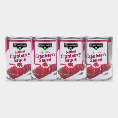 4 Cans Clover Valley Jellied Cranberry Sauce, 14 oz