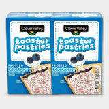 2 Boxes Clover Valley Toaster Pastries, Frosted Blueberry, 11 oz, 6 ct