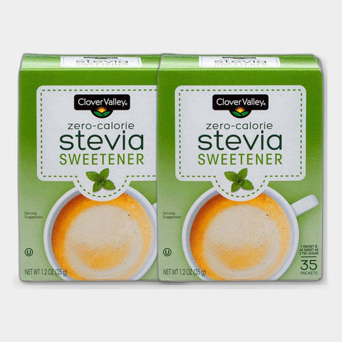 2 Boxes Clover Valley Zero-Calorie Stevia Sweetener, 35 ct