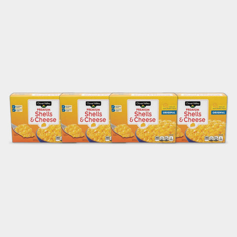 4 Boxes Clover Valley Premium Shells & Cheese, Original, 12 oz