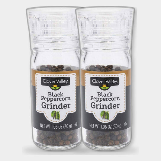 2 Jars Clover Valley Black Pepper Grinder, 1.06 oz