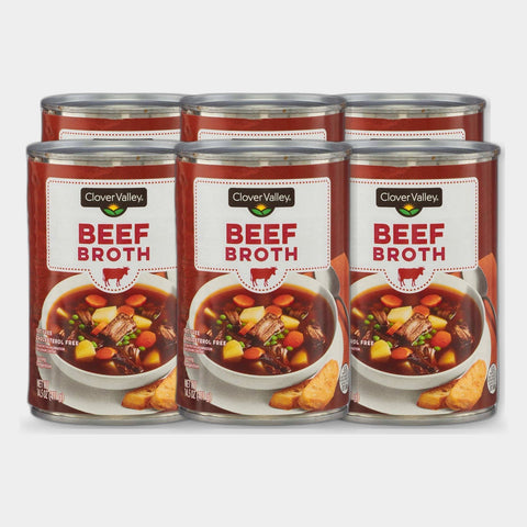 6 Cans Clover Valley Beef Broth Can, 14.5 oz
