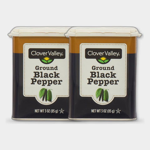2 Jars Clover Valley Ground Black Pepper, 3 oz