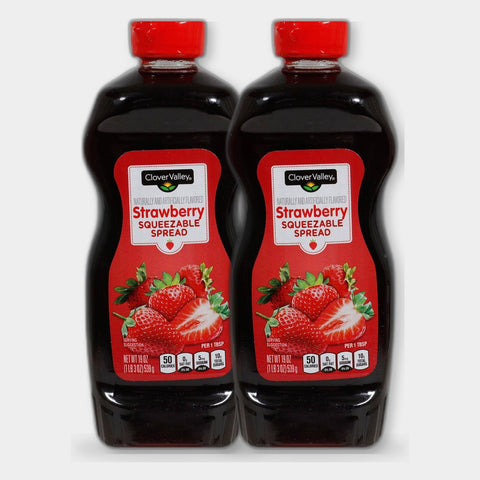 2 Bottles Clover Valley Squeezable Strawberry Spread, 19 oz