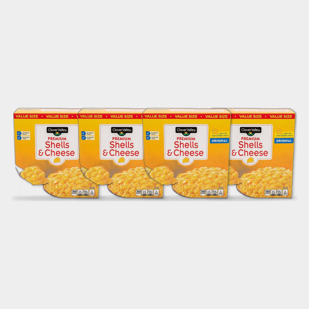 4 Boxes Clover Valley Shells & Cheese Family Size, 24 oz