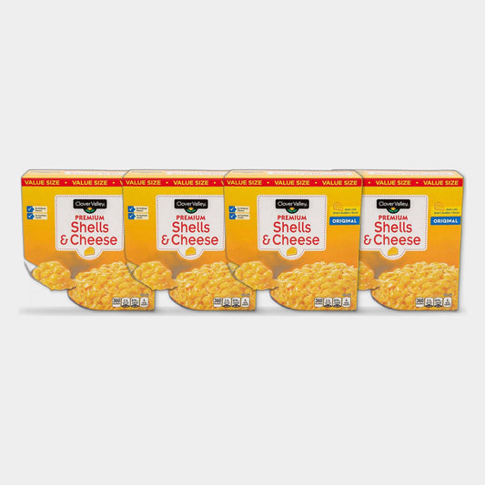 4 Boxes Clover Valley Shells & Cheese Family Size, 24 oz