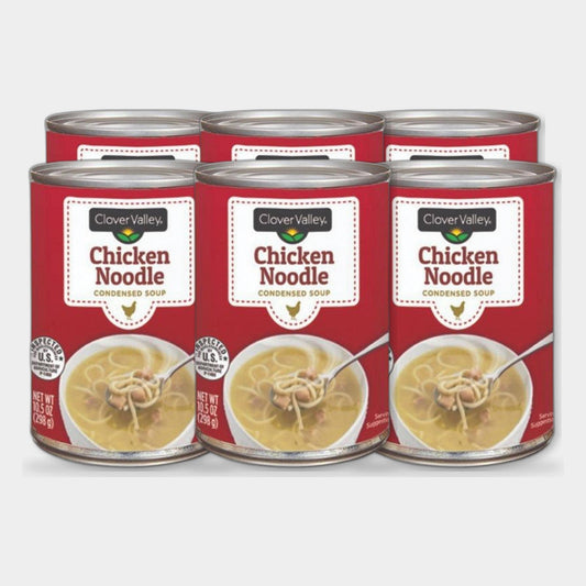 6 Cans Clover Valley Condensed Soup Chicken Noodle, 10.5 fl oz