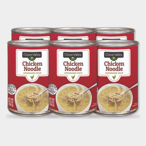 6 Cans Clover Valley Condensed Soup Chicken Noodle, 10.5 fl oz