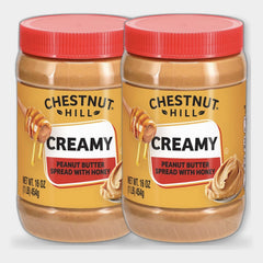 2 Jars Chestnut Hill Creamy Peanut Butter Spread with Honey, 16 oz