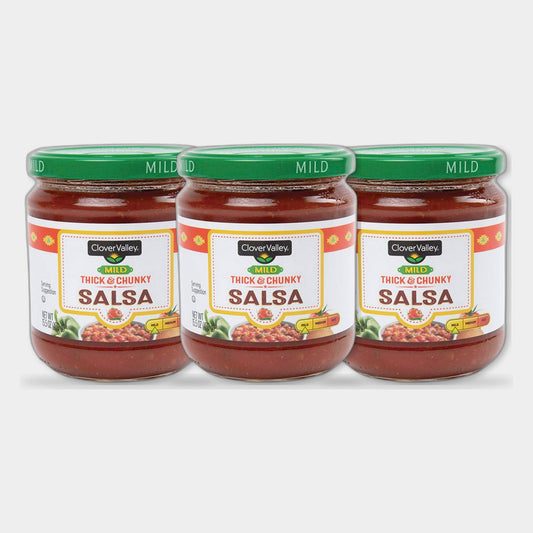 3 Jars Clover Valley Mild Thick & Chunky Salsa, 15.5 oz