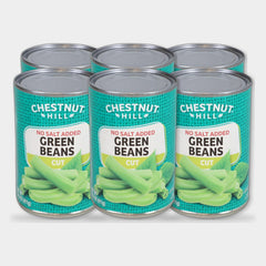 6 Cans Chestnut Hill No Salt Cut Green Beans, 14.5 oz