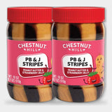 2 Jars Chestnut Hill PB & J Stripes Peanut Butter and Strawberry Jelly, 18 oz