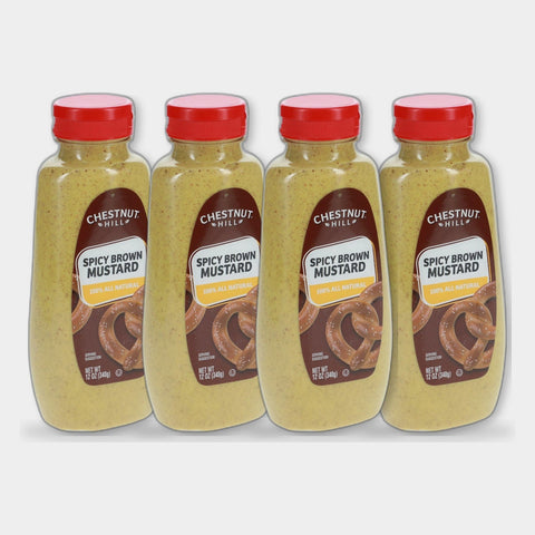 4 Bottles Chestnut Hill Spicy Brown Mustard, 12 oz