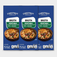 3 Cartons Chestnut Hill Vegetable Broth, 32 fl oz