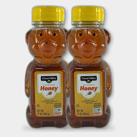 2 Bottles Clover Valley Honey Bear, 12 oz