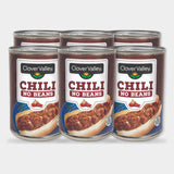 6 Cans Clover Valley Chili No Beans, 15 oz