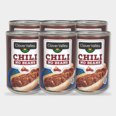 6 Cans Clover Valley Chili No Beans, 15 oz