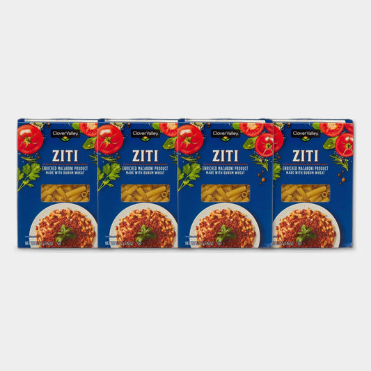 4 Boxes Clover Valley Ziti Enriched Macaroni Pasta, 12 oz