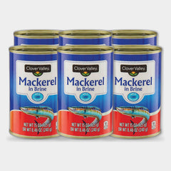 6 Cans Clover Valley Mackerel in Brine, 15 oz