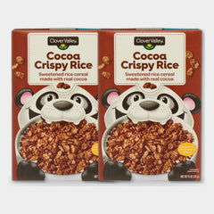 2 Boxes Clover Valley Cocoa Crispy Rice Cereal, 11 oz