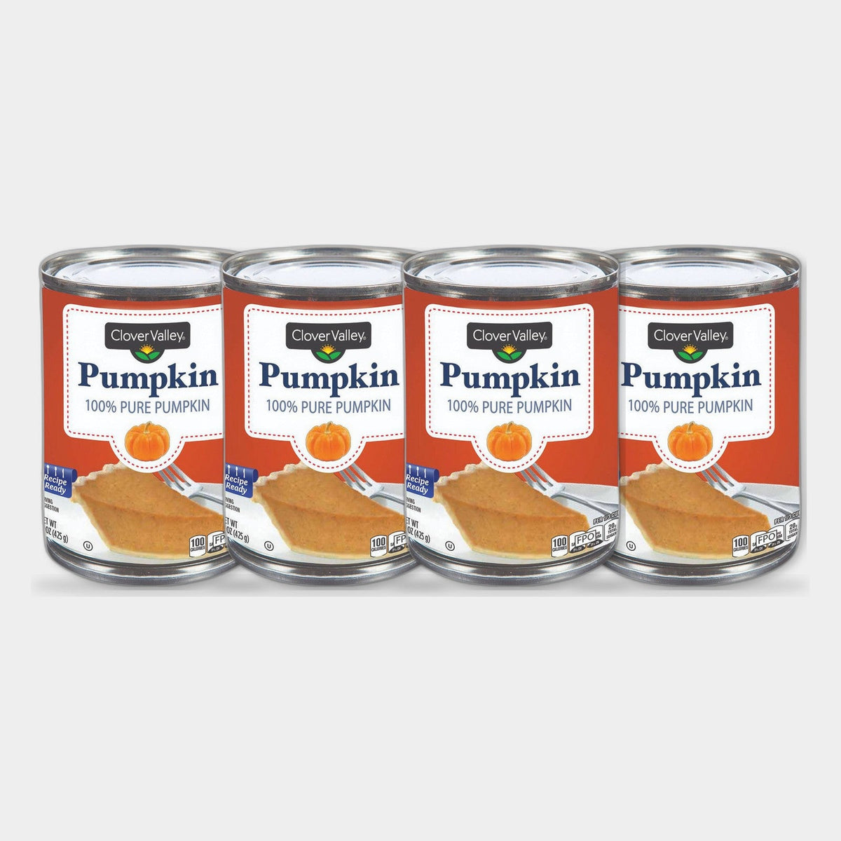4 Cans Clover Valley Canned Pumpkin, 100% Pure Pumpkin, 15 oz