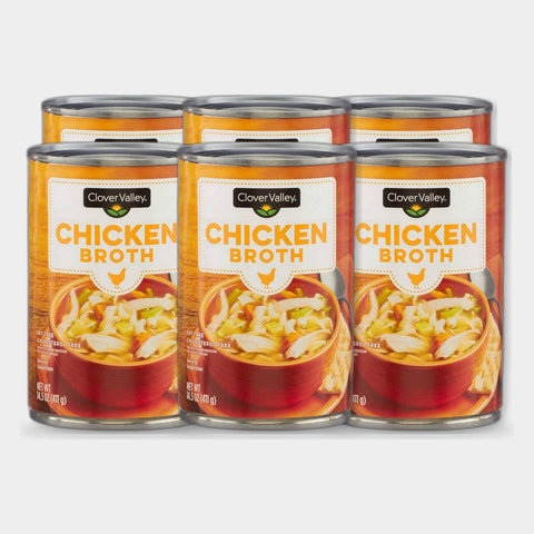 6 Cans Clover Valley Chicken Broth, 14.5 oz