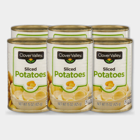 6 Cans Clover Valley Canned Sliced Potatoes, 15 oz