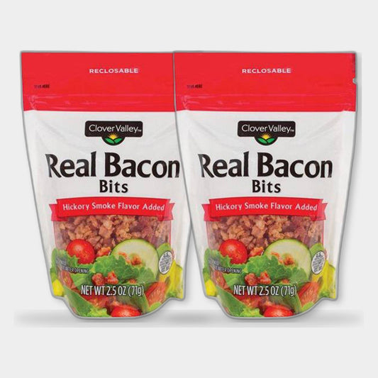 2 Bags Clover Valley Real Bacon Bits, Hickory Smoked, 2.5 oz