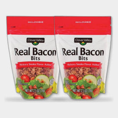 2 Bags Clover Valley Real Bacon Bits, Hickory Smoked, 2.5 oz