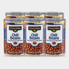 6 Cans Clover Valley Mild Chili Beans, 15.5 oz