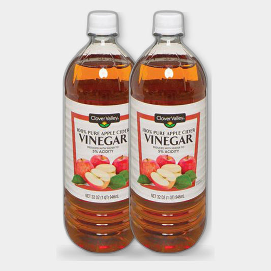 2 Bottles Clover Valley 5% Pure Apple Cider Vinegar, 32 oz