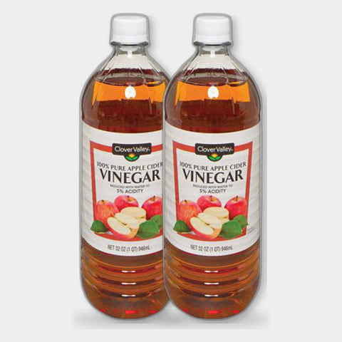 2 Bottles Clover Valley 5% Pure Apple Cider Vinegar, 32 oz