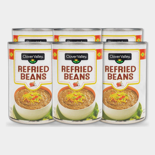6 Cans Clover Valley Refried Beans, 16 oz