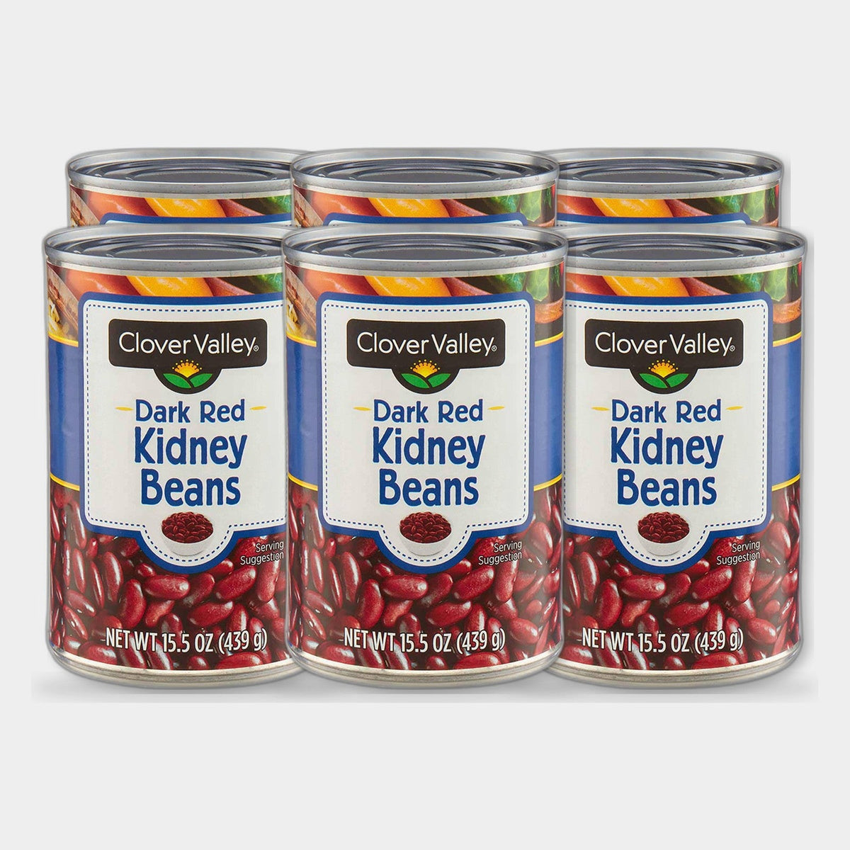 6 Cans Clover Valley Dark Red Kidney Beans, 15.5 oz