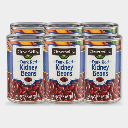 6 Cans Clover Valley Dark Red Kidney Beans, 15.5 oz