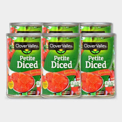 6 Cans Clover Valley Petite Diced Tomatoes, 14.5 oz
