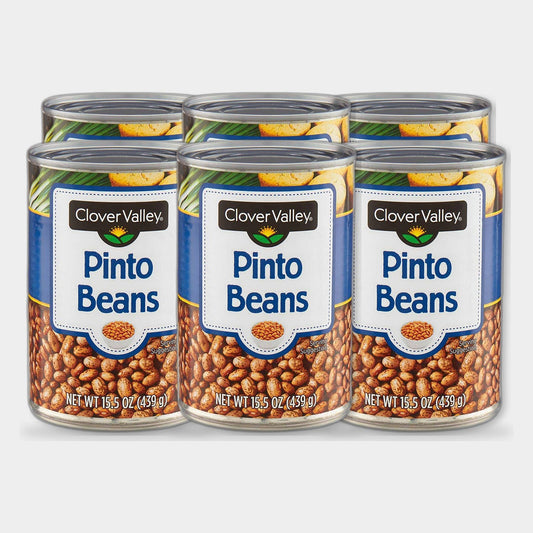 6 Cans Clover Valley Pinto Beans, 15.5 oz