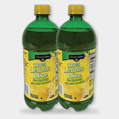 2 Bottles Clover Valley 100% Lemon Juice, 32 fl oz