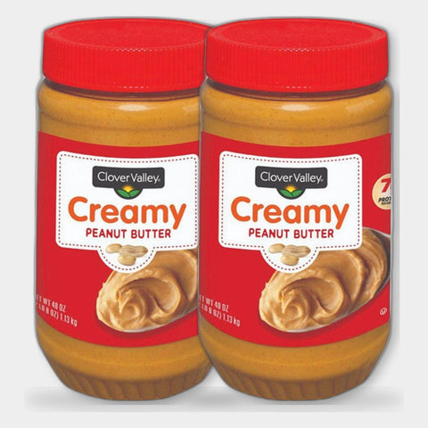 2 Jars Clover Valley Creamy Peanut Butter, 40 oz